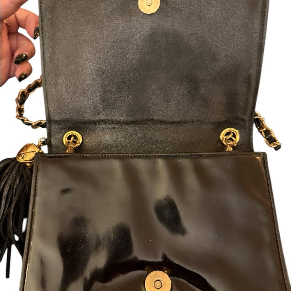 Chanel Black Quilted Patent Leather Bag - Picture 3 of 9